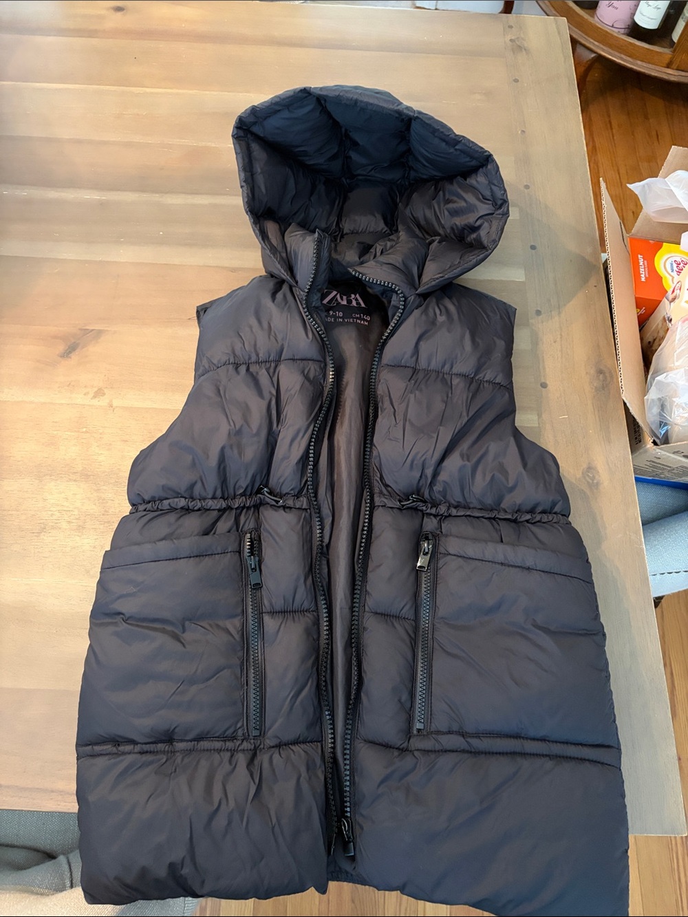 Zara Black Quilted Hooded Puffer Vest for Kids